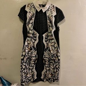 Peter Pilotto Black White Collared Geometric Mini Dress 6